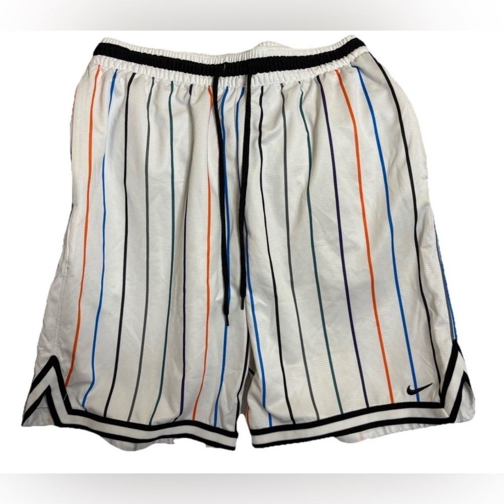 Nike Air Jordan Boys Shorts Large White Red Pinstripe Pockets Drawstring EUC